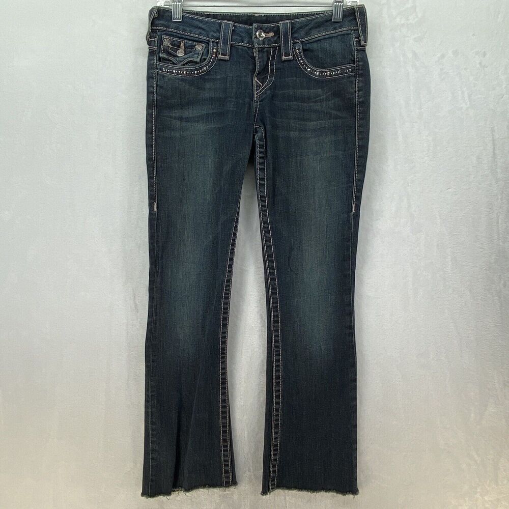 True Religion Boot Cut Jean Women’s Size 26 Raw Hem Back Flap Pockets